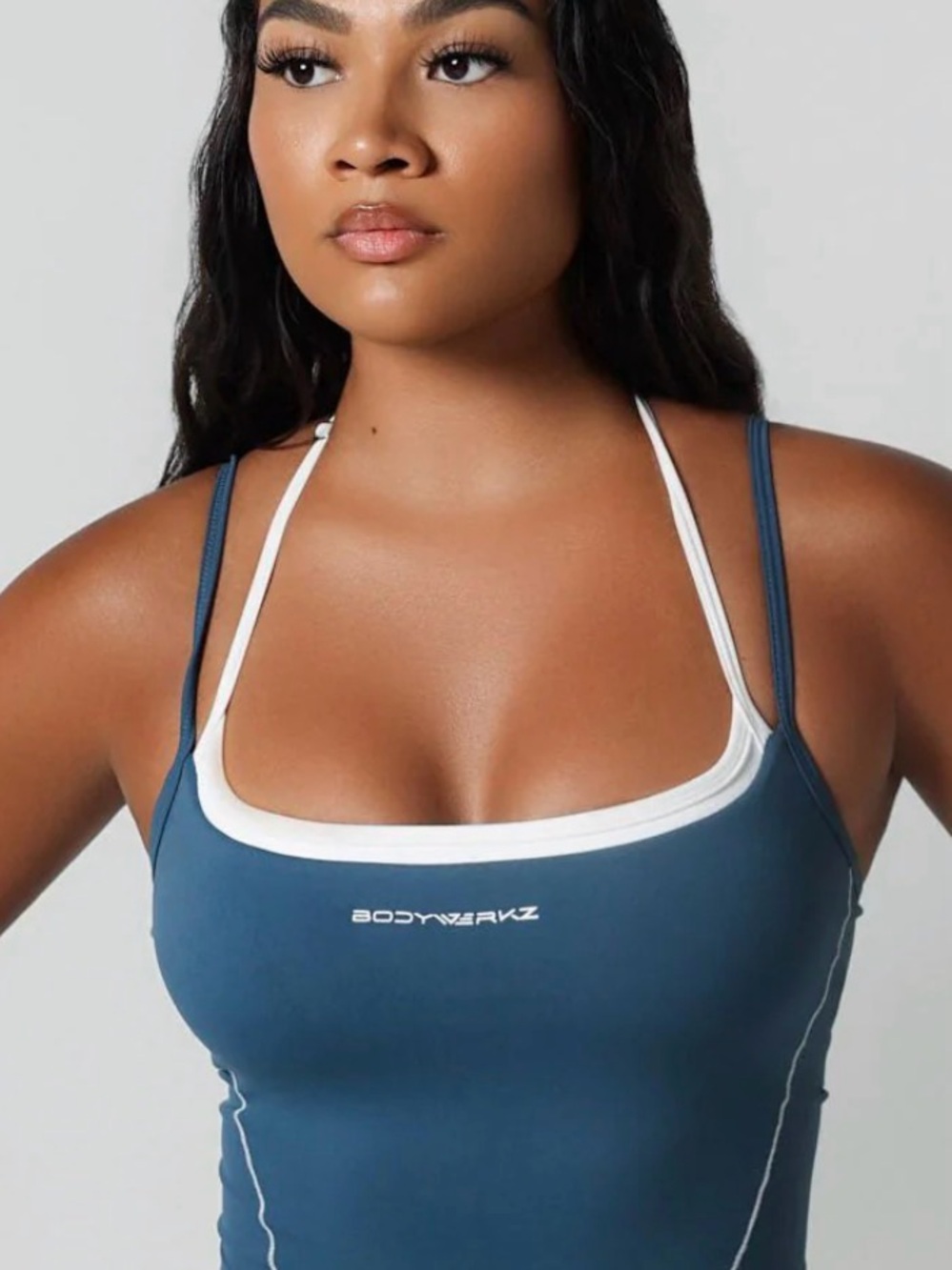 Women's Blue Muscle Tank with White Trim
